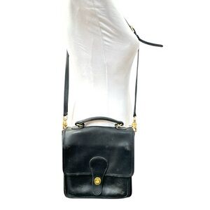 Coach Vintage Willis Station Leather Crossbody Shoulder Purse Black
